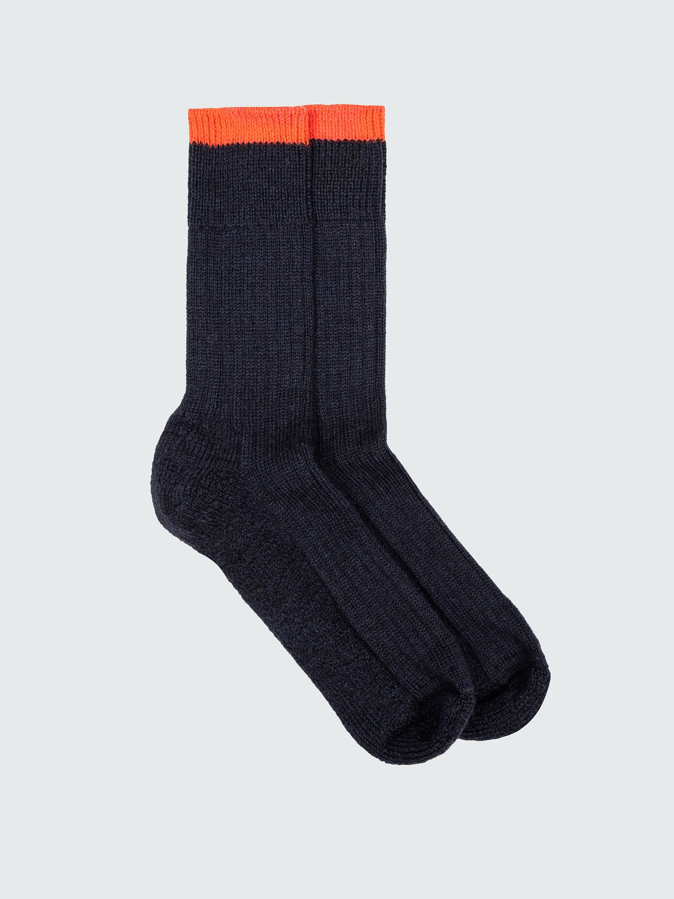 Wool Sock in Navy/Bright Flame - Bosun
