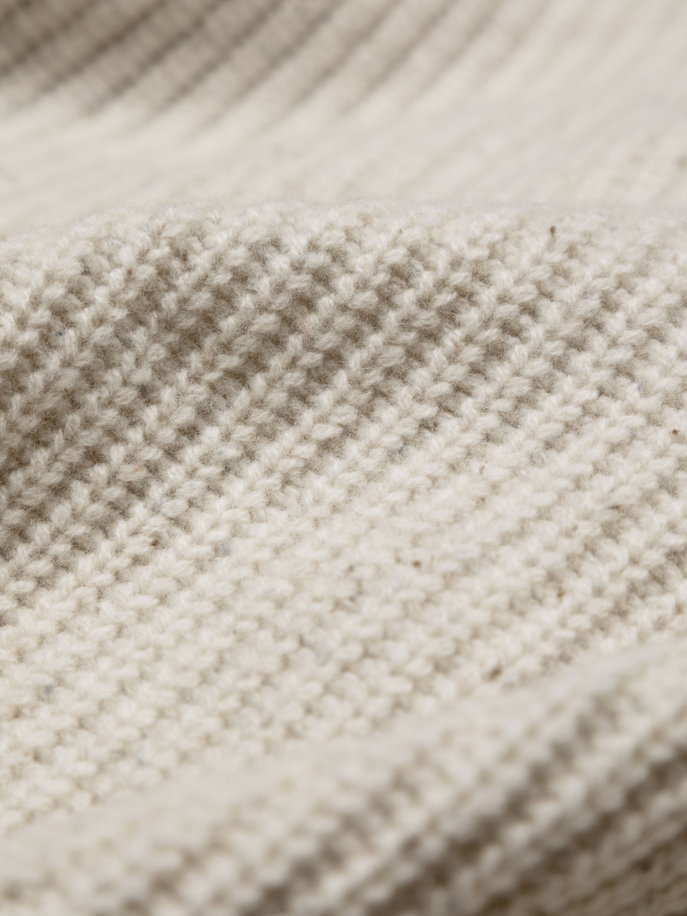Fisherman Wool Roll Neck Jumper in Ecru - Mora