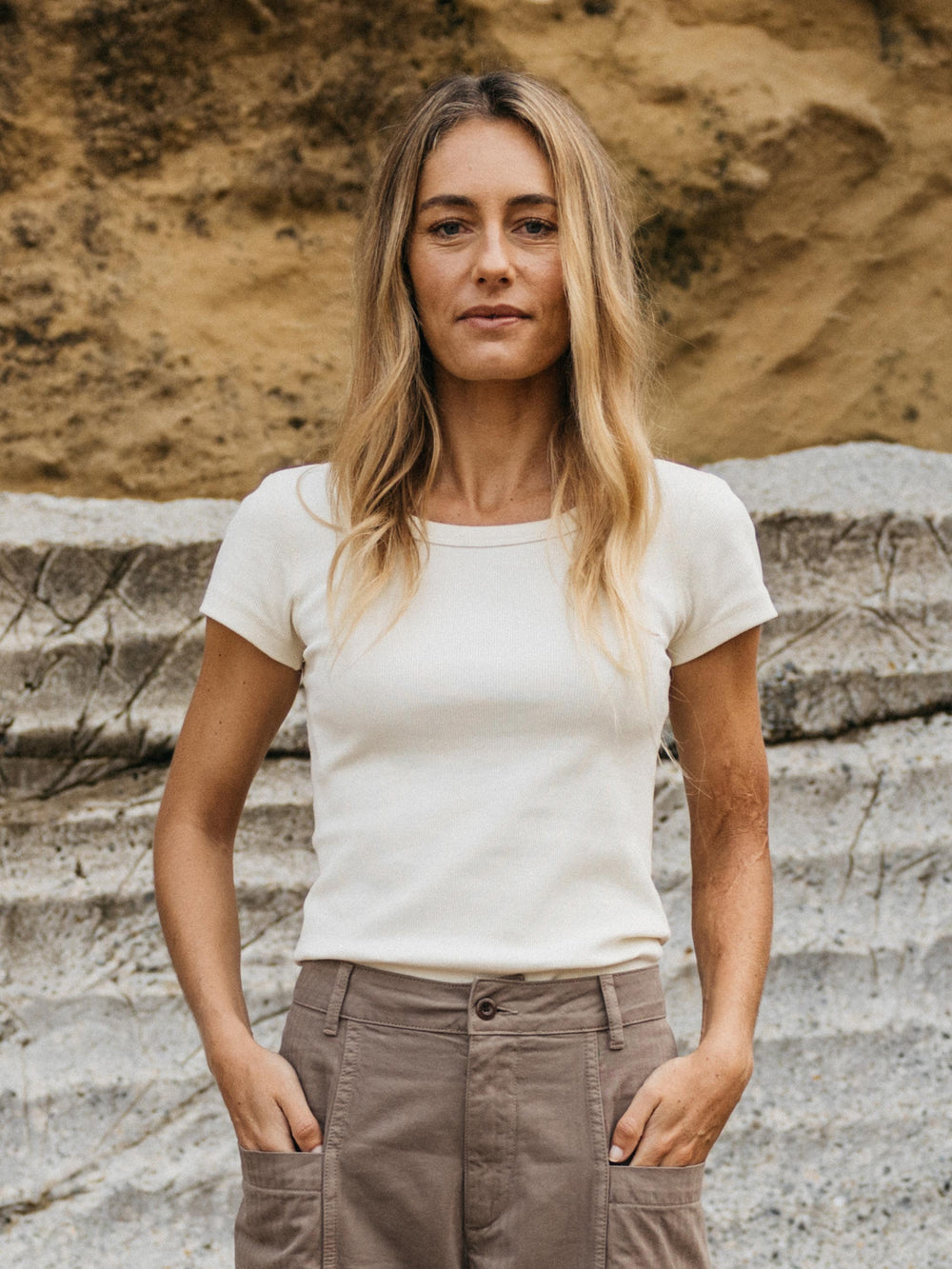 Organic White Ribbed T-Shirt - Powes