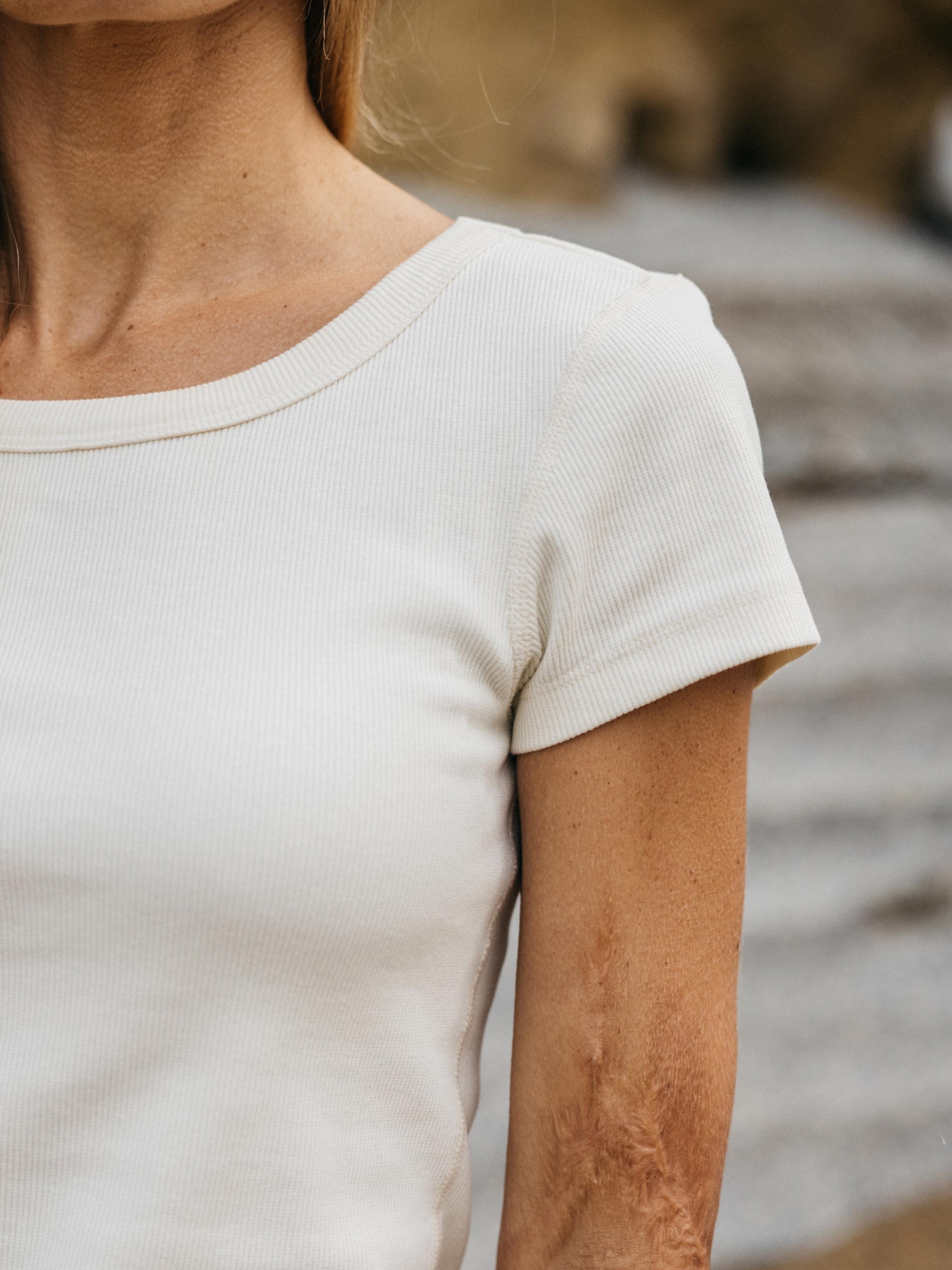 Organic White Ribbed T-Shirt - Powes