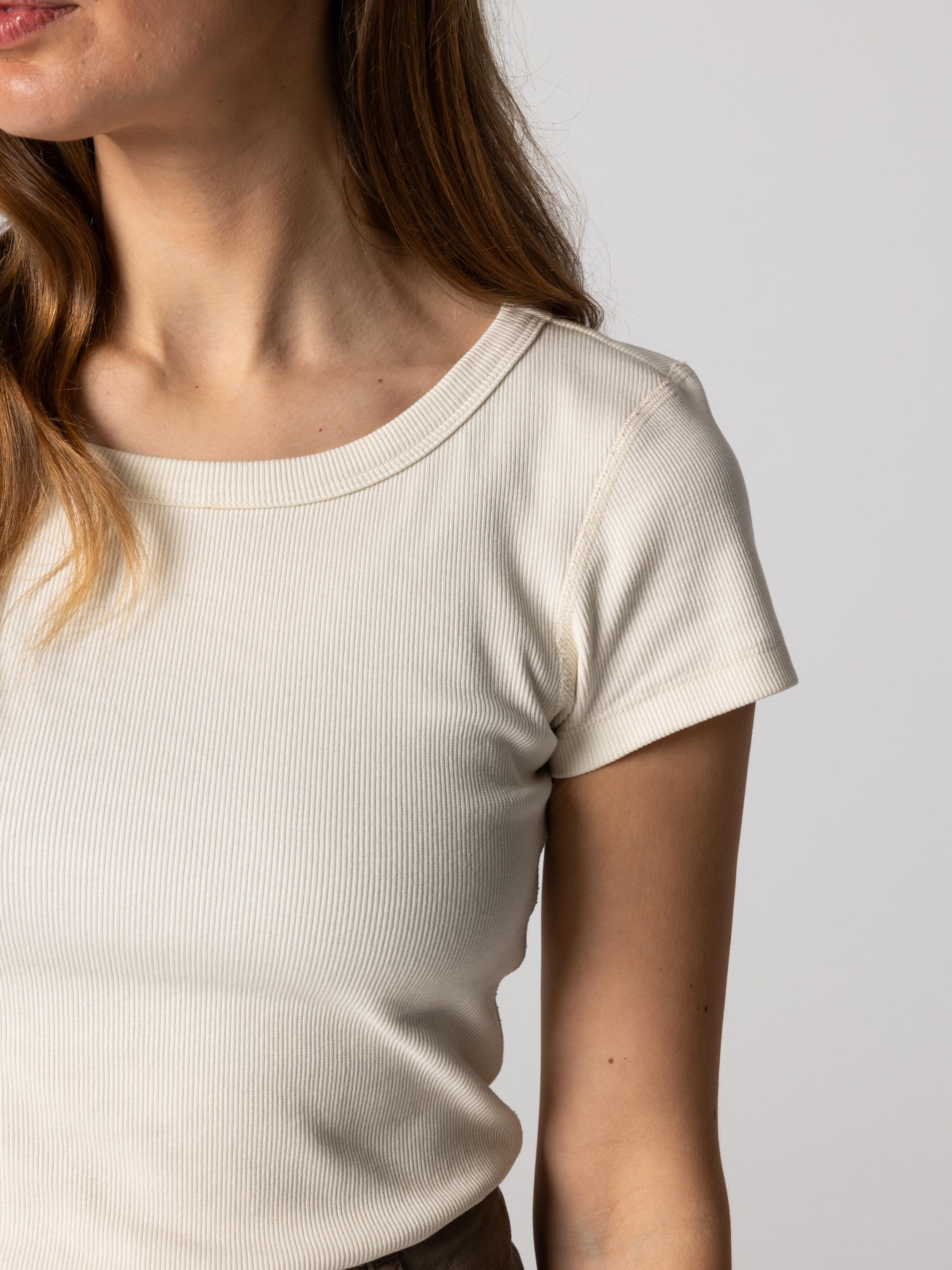 Organic White Ribbed T-Shirt - Powes