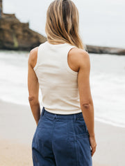 Organic White Ribbed Vest - Powes
