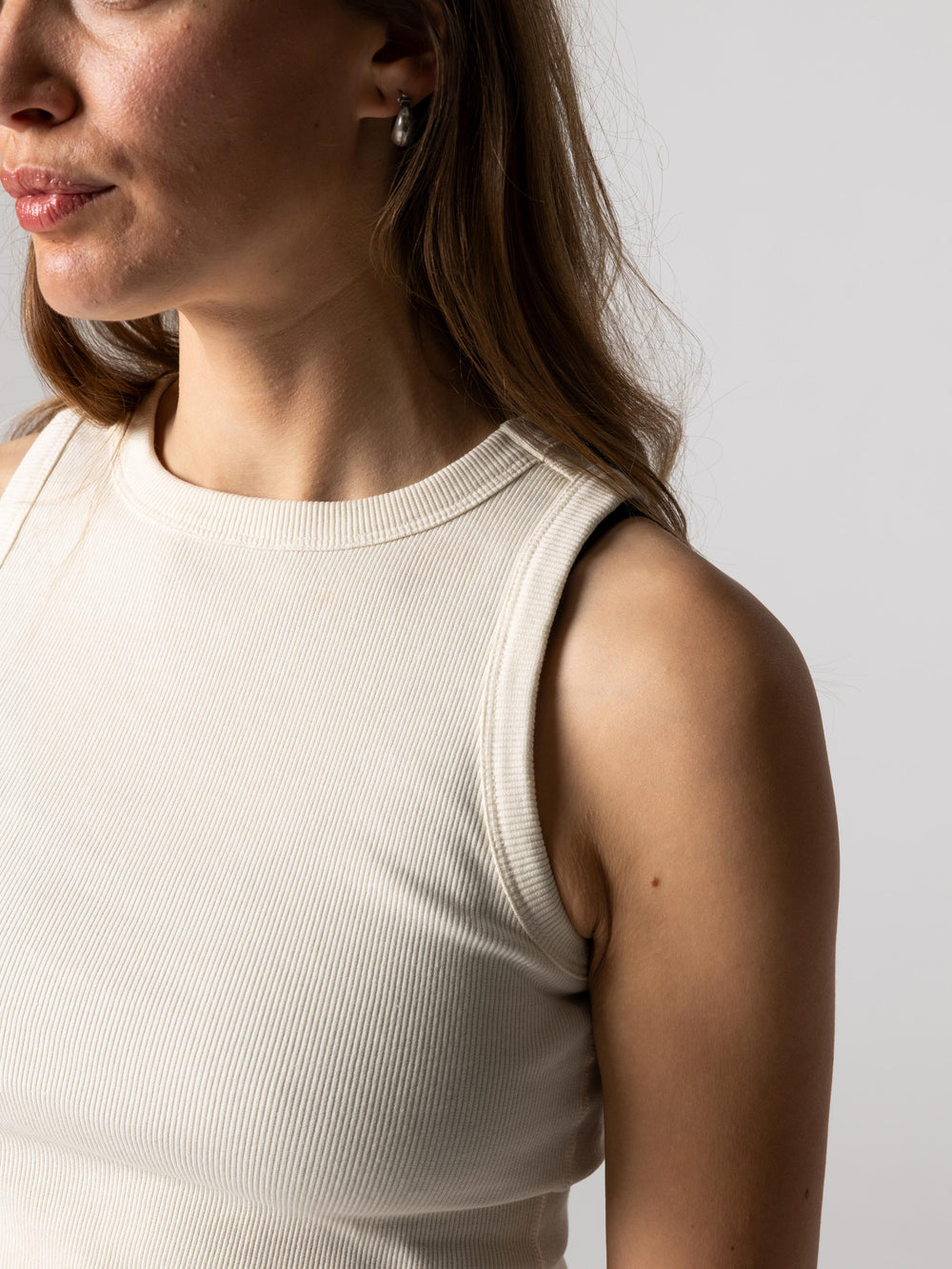 Organic White Ribbed Vest - Powes