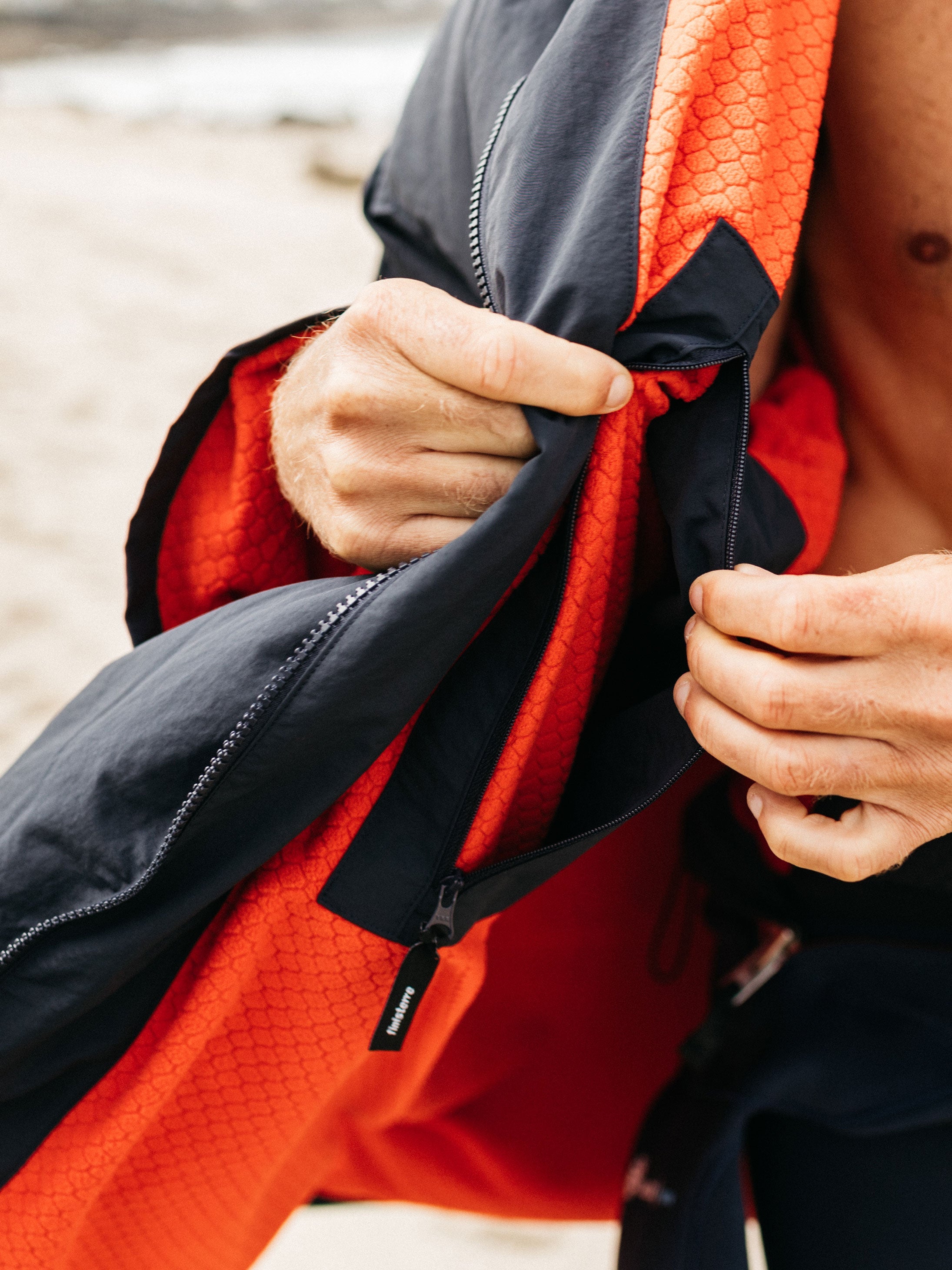 Tego Long Sleeve Robe in Navy/Flame