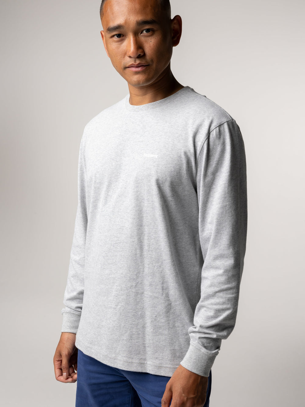 Harlyn Logo Long Sleeve T-Shirt in Grey Marl