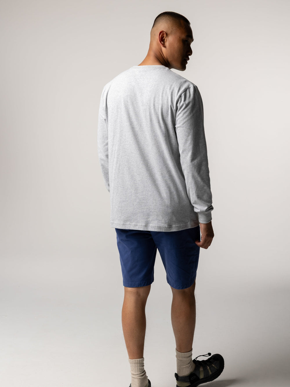 Harlyn Logo Long Sleeve T-Shirt in Grey Marl