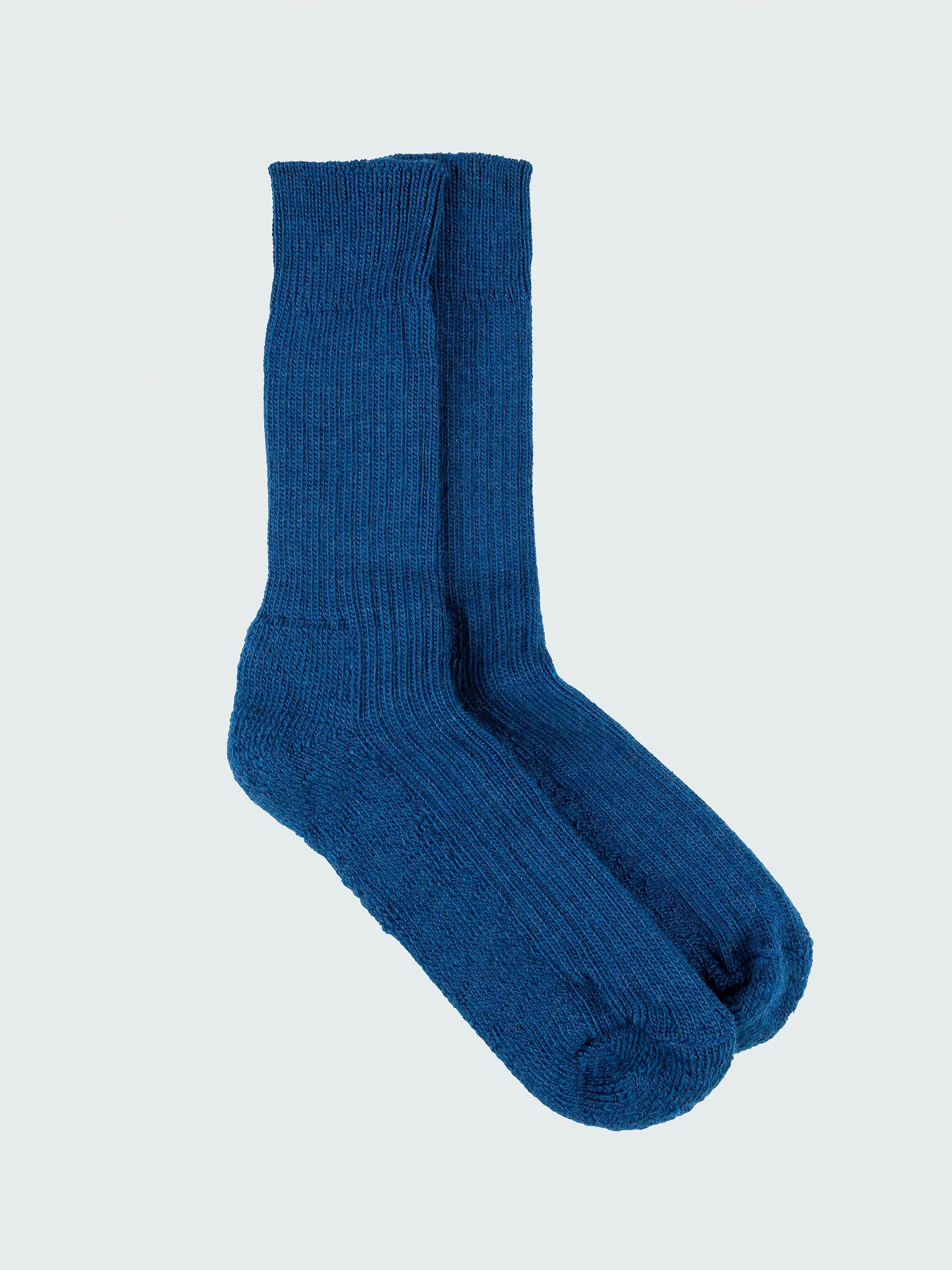 Wool Blend Ribbed Sock in Blue
