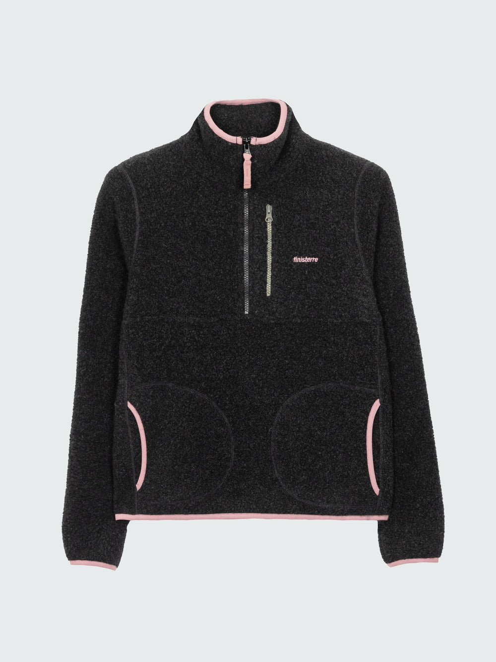 Recycled Wool 1/4 Zip Fleece in Raven Black - Hegen