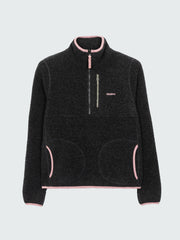 Recycled Wool 1/4 Zip Fleece in Raven Black - Hegen