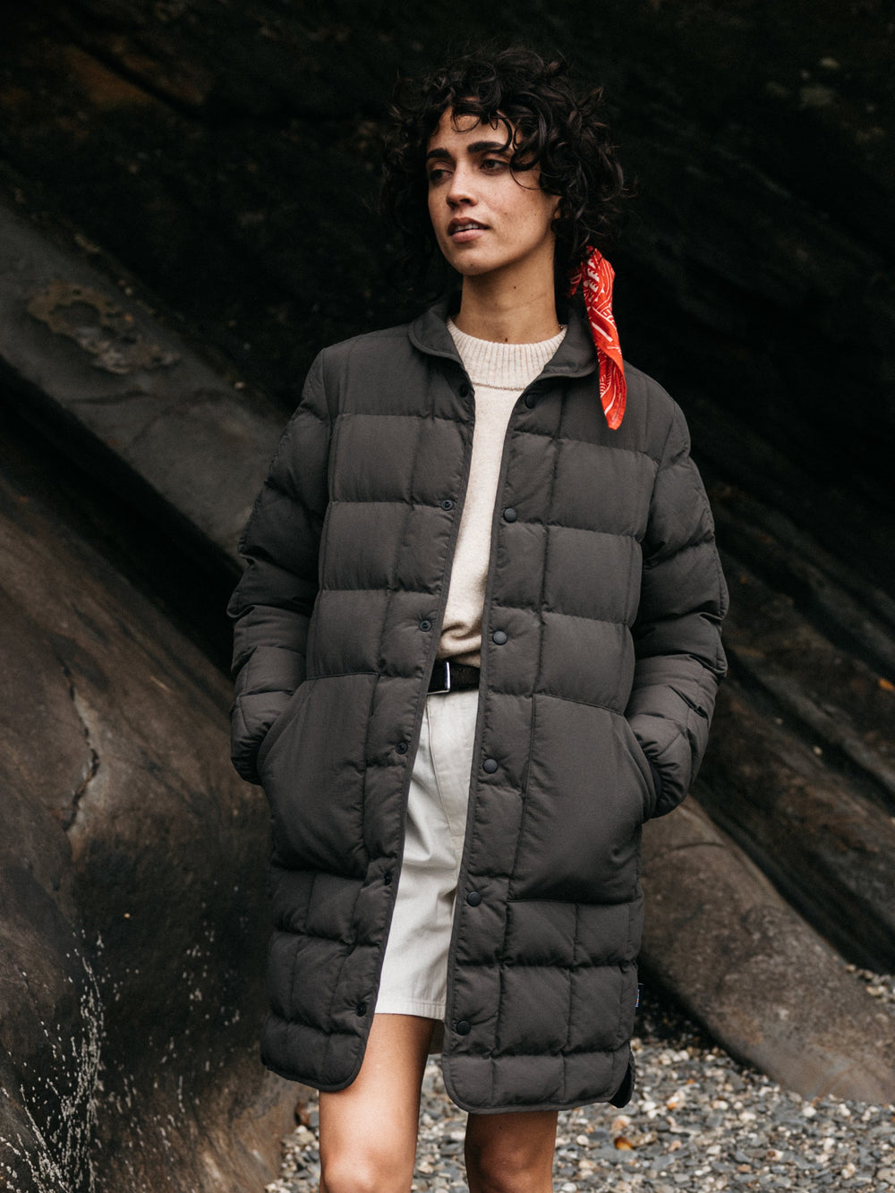 Recycled Quilted Coat in Raven Black - Lapwing