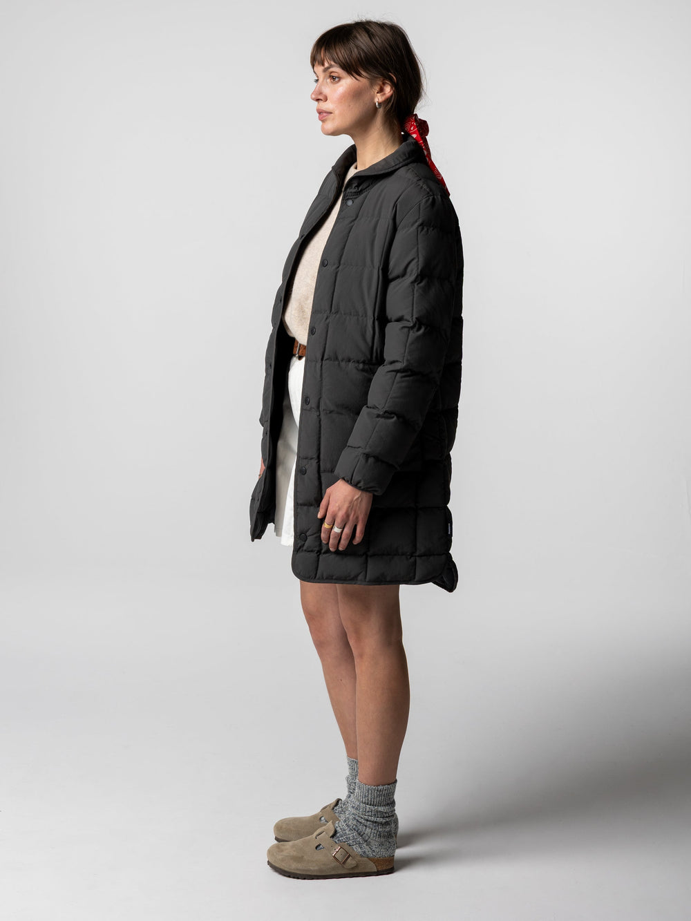 Recycled Quilted Coat in Raven Black - Lapwing