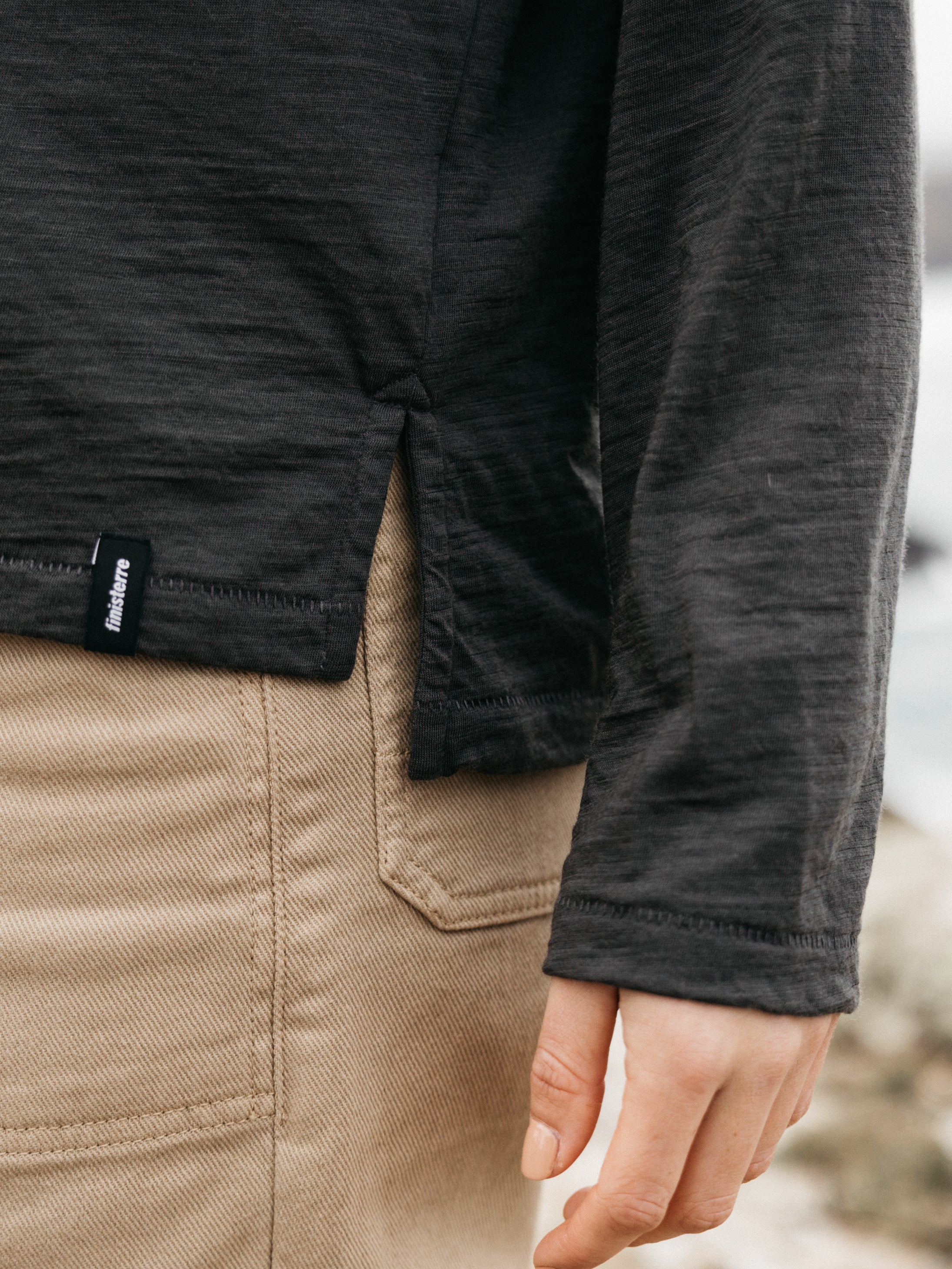 Merino High Neck T-Shirt in Raven - Seeker