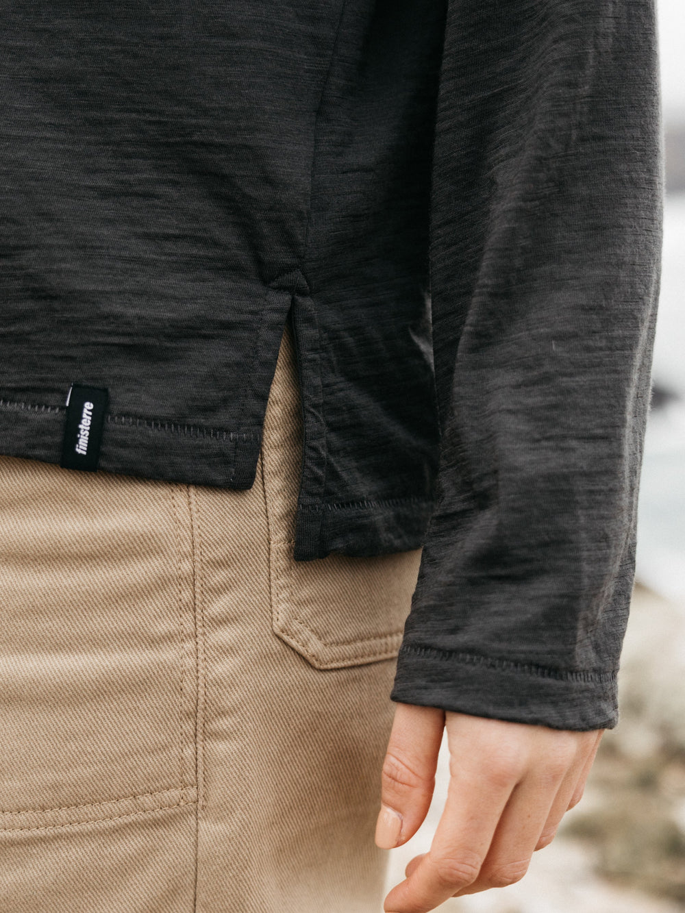 Merino High Neck T-Shirt in Raven - Seeker