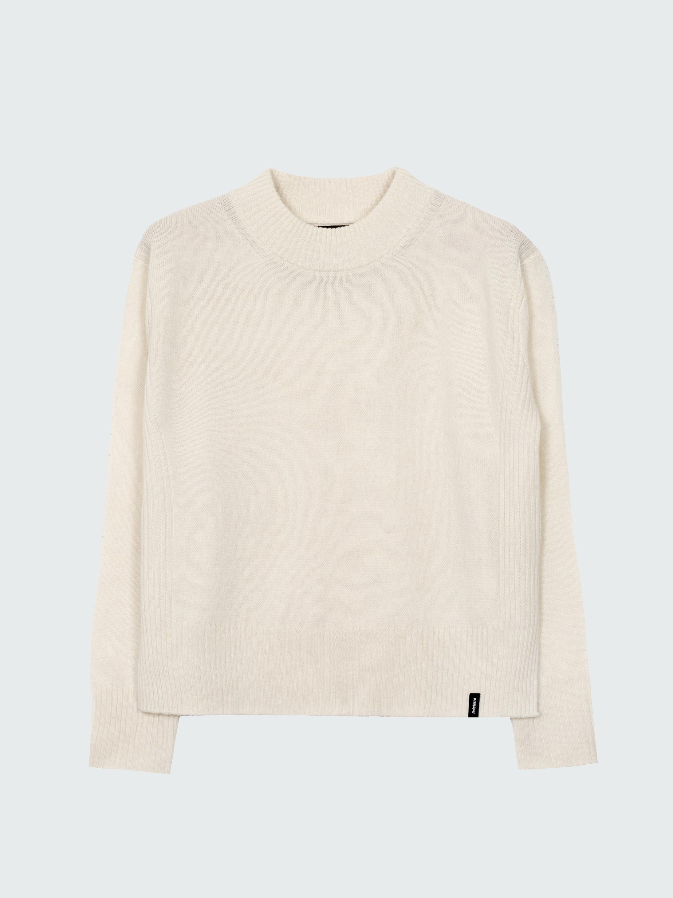 Wool Ribbed Knit Jumper in Ecru - Cavan