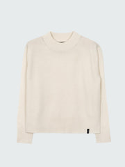 Wool Ribbed Knit Jumper in Ecru - Cavan