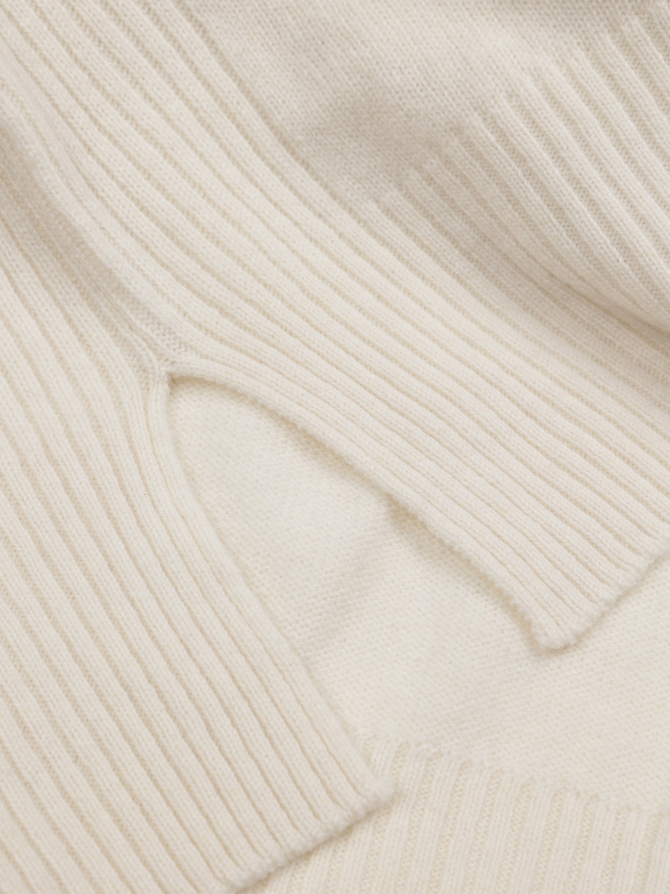 Wool Ribbed Knit Jumper in Ecru - Cavan