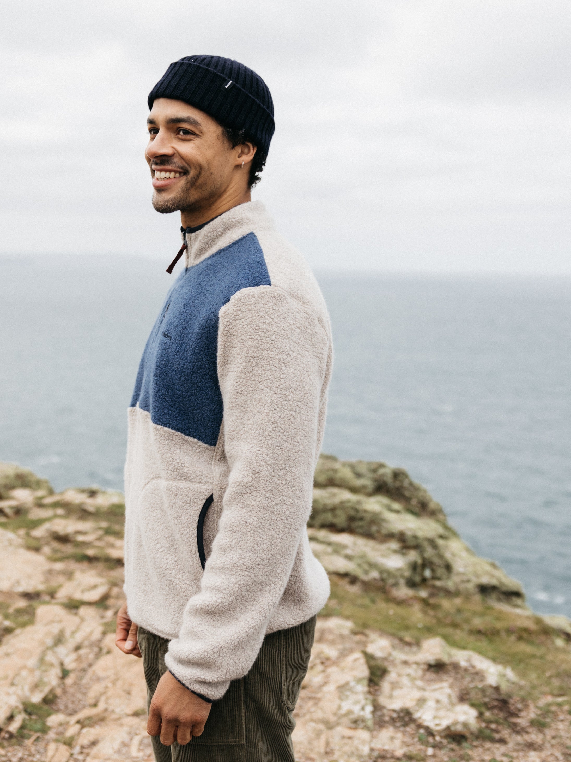 Hegen 1/4 Zip Fleece in Coastal Fjord/Oatmeal